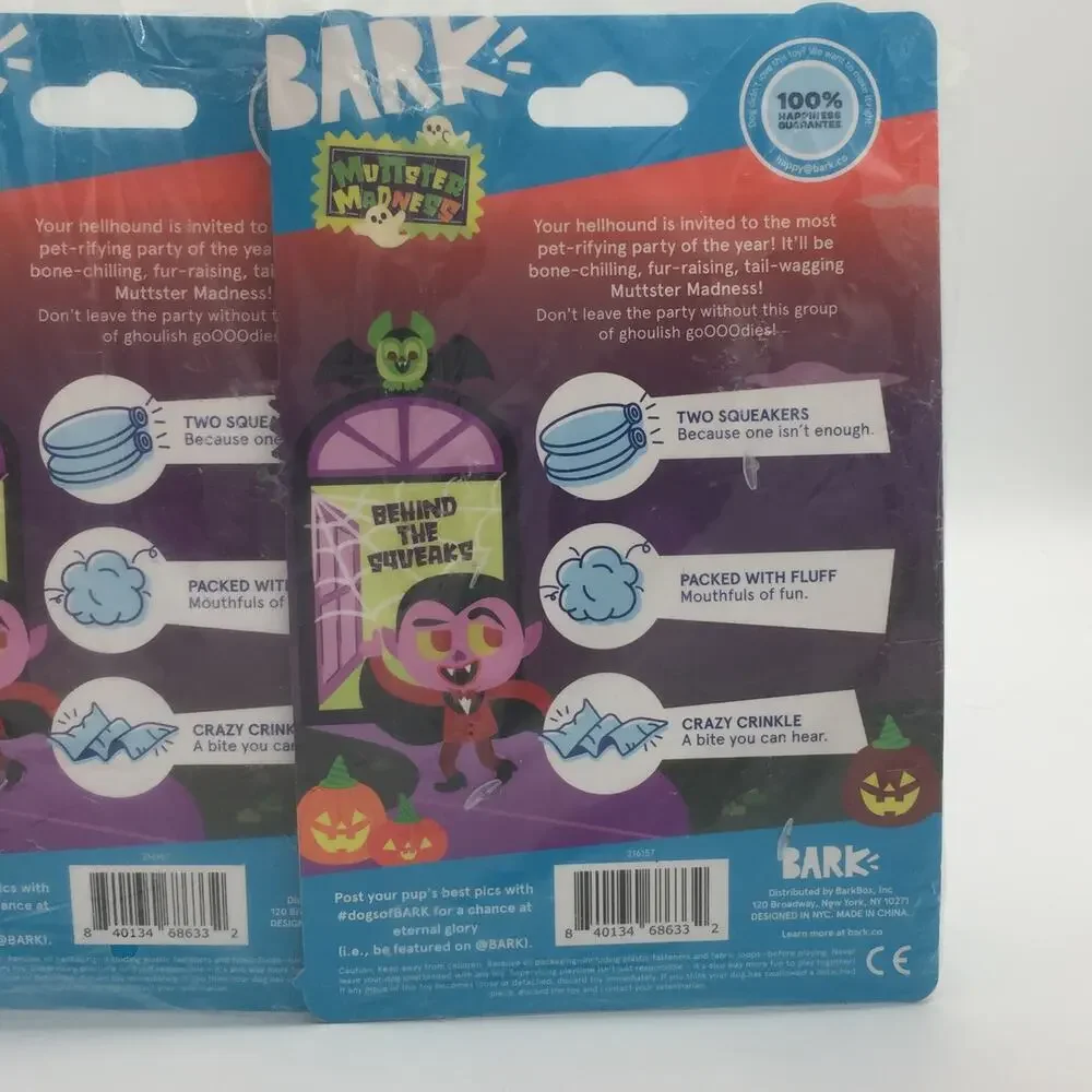 Bark Spooky Dog Toys Body Parts Eyeball Finger Squeaker Lot NWT XS-S
